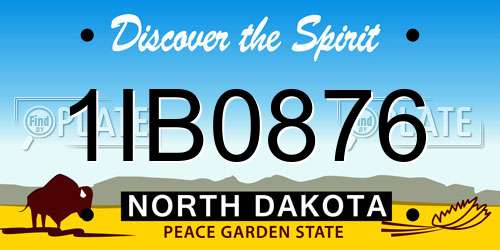 1IB0876 North Dakota License Plate
