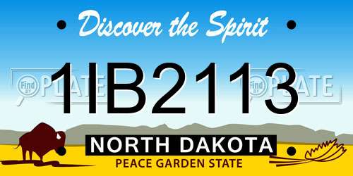 1IB2113 North Dakota License Plate