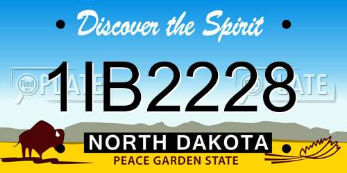 1IB2228 North Dakota License Plate