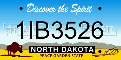1IB3526 North Dakota License Plate