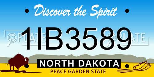 1IB3589 North Dakota License Plate