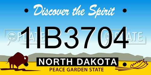 1IB3704 North Dakota License Plate