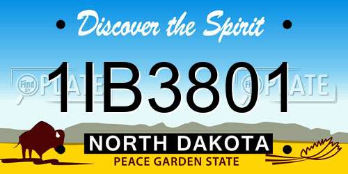 1IB3801 North Dakota License Plate