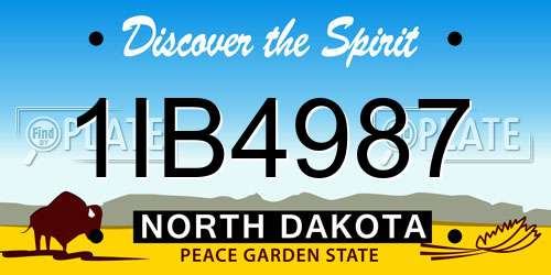 1IB4987 North Dakota License Plate