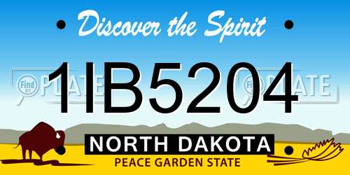 1IB5204 North Dakota License Plate