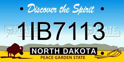 1IB7113 North Dakota License Plate