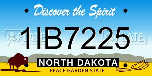1IB7225 North Dakota License Plate