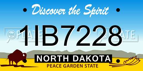 1IB7228 North Dakota License Plate