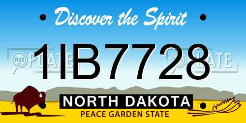 1IB7728 North Dakota License Plate