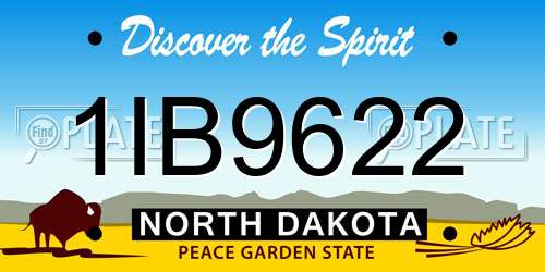 1IB9622 North Dakota License Plate