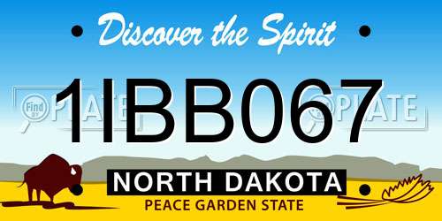 1IBB067 North Dakota License Plate
