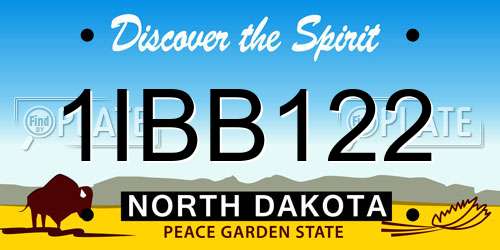 1IBB122 North Dakota License Plate
