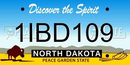 1IBD109 North Dakota License Plate