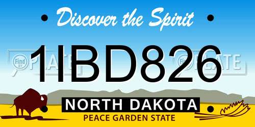 1IBD826 North Dakota License Plate