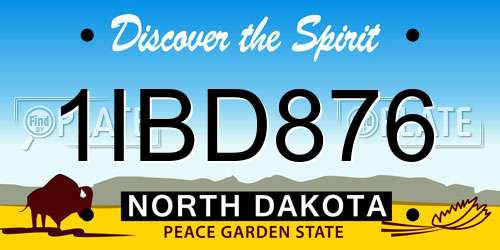 1IBD876 North Dakota License Plate