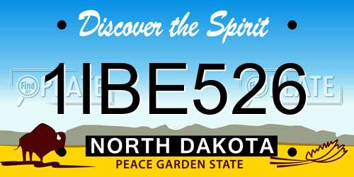 1IBE526 North Dakota License Plate