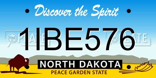 1IBE576 North Dakota License Plate