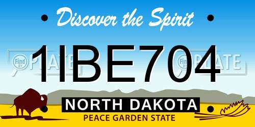 1IBE704 North Dakota License Plate