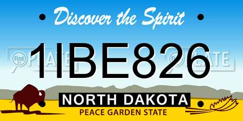 1IBE826 North Dakota License Plate