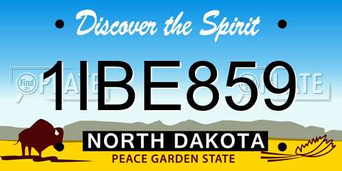 1IBE859 North Dakota License Plate