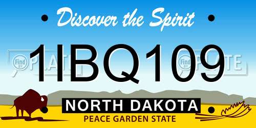 1IBQ109 North Dakota License Plate