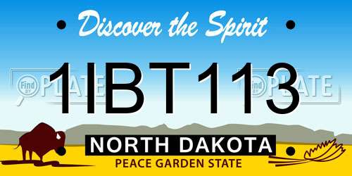 1IBT113 North Dakota License Plate