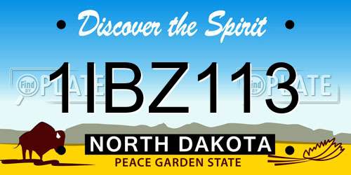 1IBZ113 North Dakota License Plate