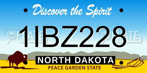 1IBZ228 North Dakota License Plate