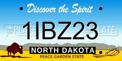 1IBZ23 North Dakota License Plate