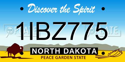 1IBZ775 North Dakota License Plate
