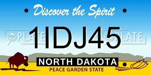 1IDJ45 North Dakota License Plate