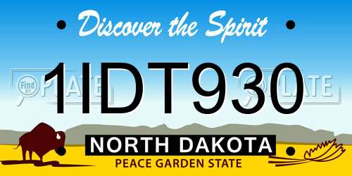 1IDT930 North Dakota License Plate
