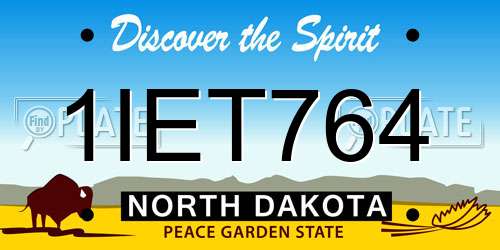 1IET764 North Dakota License Plate