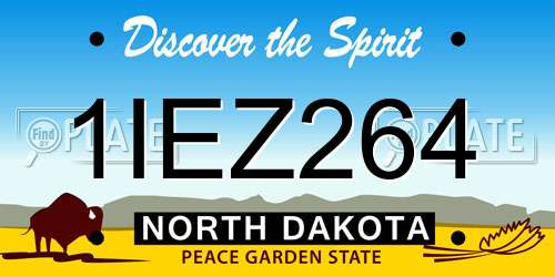 1IEZ264 North Dakota License Plate