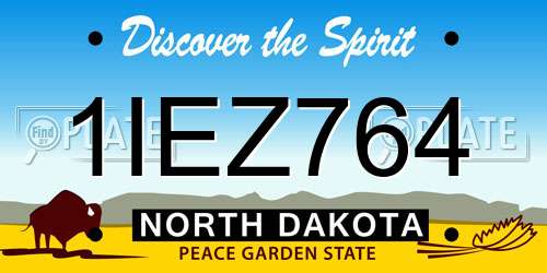 1IEZ764 North Dakota License Plate