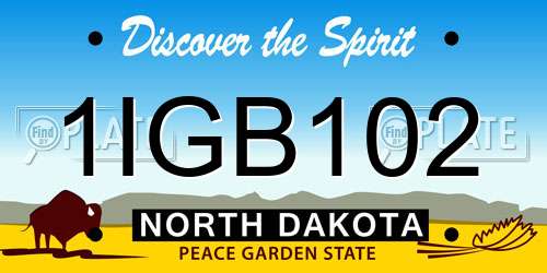 1IGB102 North Dakota License Plate
