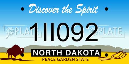 1II092 North Dakota License Plate
