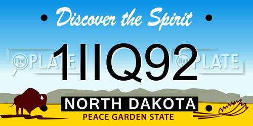 1IIQ92 North Dakota License Plate