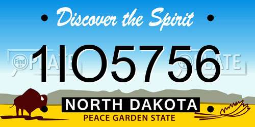 1IO5756 North Dakota License Plate