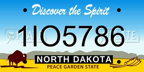 1IO5786 North Dakota License Plate