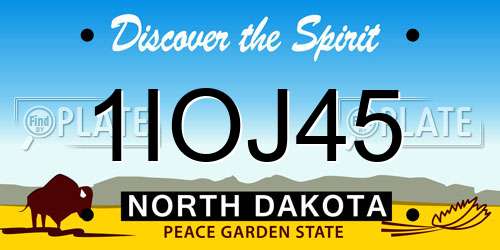 1IOJ45 North Dakota License Plate