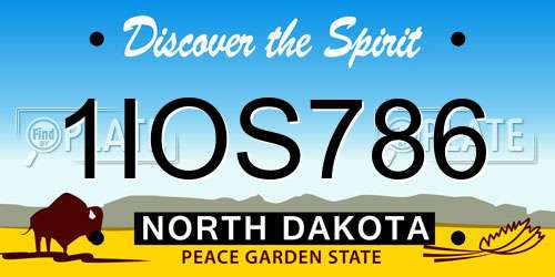1IOS786 North Dakota License Plate