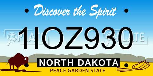 1IOZ930 North Dakota License Plate