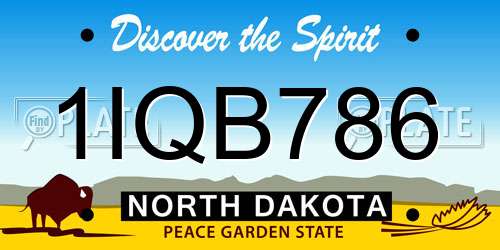 1IQB786 North Dakota License Plate