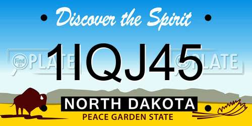 1IQJ45 North Dakota License Plate