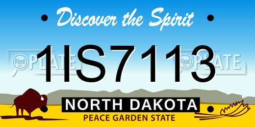 1IS7113 North Dakota License Plate
