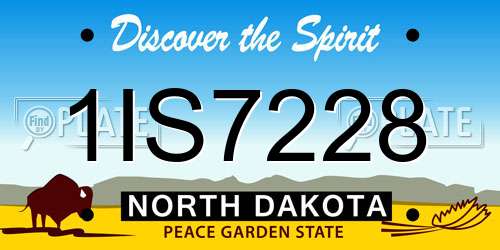 1IS7228 North Dakota License Plate