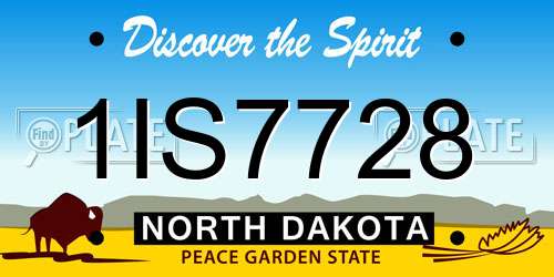 1IS7728 North Dakota License Plate