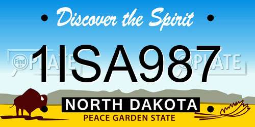 1ISA987 North Dakota License Plate