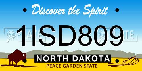 1ISD809 North Dakota License Plate